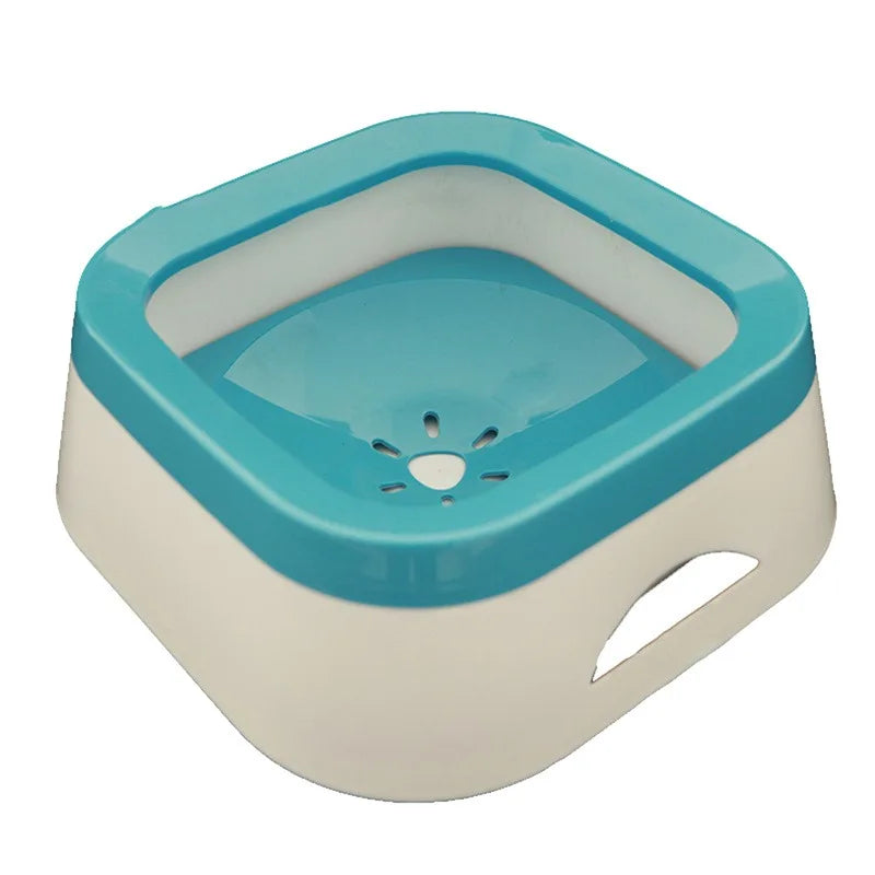 Cuenco de agua sin salpicaduras para mascotas en azul - diseño portátil