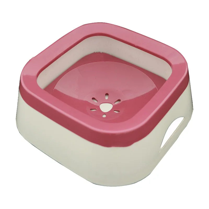 Cuenco de agua sin salpicaduras para mascotas en rosa - diseño portátil