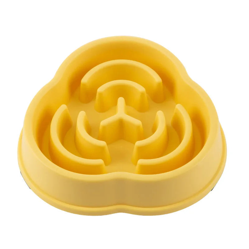 plato interactivo para mascotas amarillo