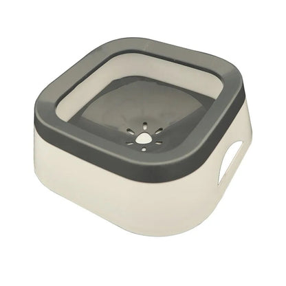 Cuenco de agua sin salpicaduras para mascotas en gris- diseño portátil